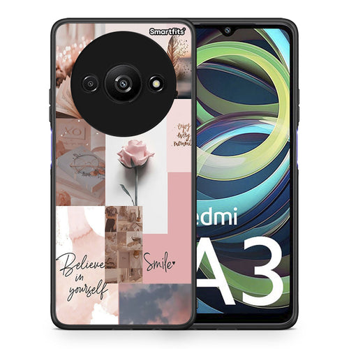 Θήκη Xiaomi Redmi A3 Aesthetic Collage από τη Smartfits με σχέδιο στο πίσω μέρος και μαύρο περίβλημα | Xiaomi Redmi A3 Aesthetic Collage case with colorful back and black bezels