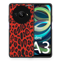 Thumbnail for Θήκη Xiaomi Redmi A3 Red Leopard Animal από τη Smartfits με σχέδιο στο πίσω μέρος και μαύρο περίβλημα | Xiaomi Redmi A3 Red Leopard Animal case with colorful back and black bezels