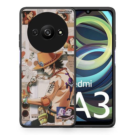 Θήκη Xiaomi Redmi A3 Anime Collage από τη Smartfits με σχέδιο στο πίσω μέρος και μαύρο περίβλημα | Xiaomi Redmi A3 Anime Collage case with colorful back and black bezels