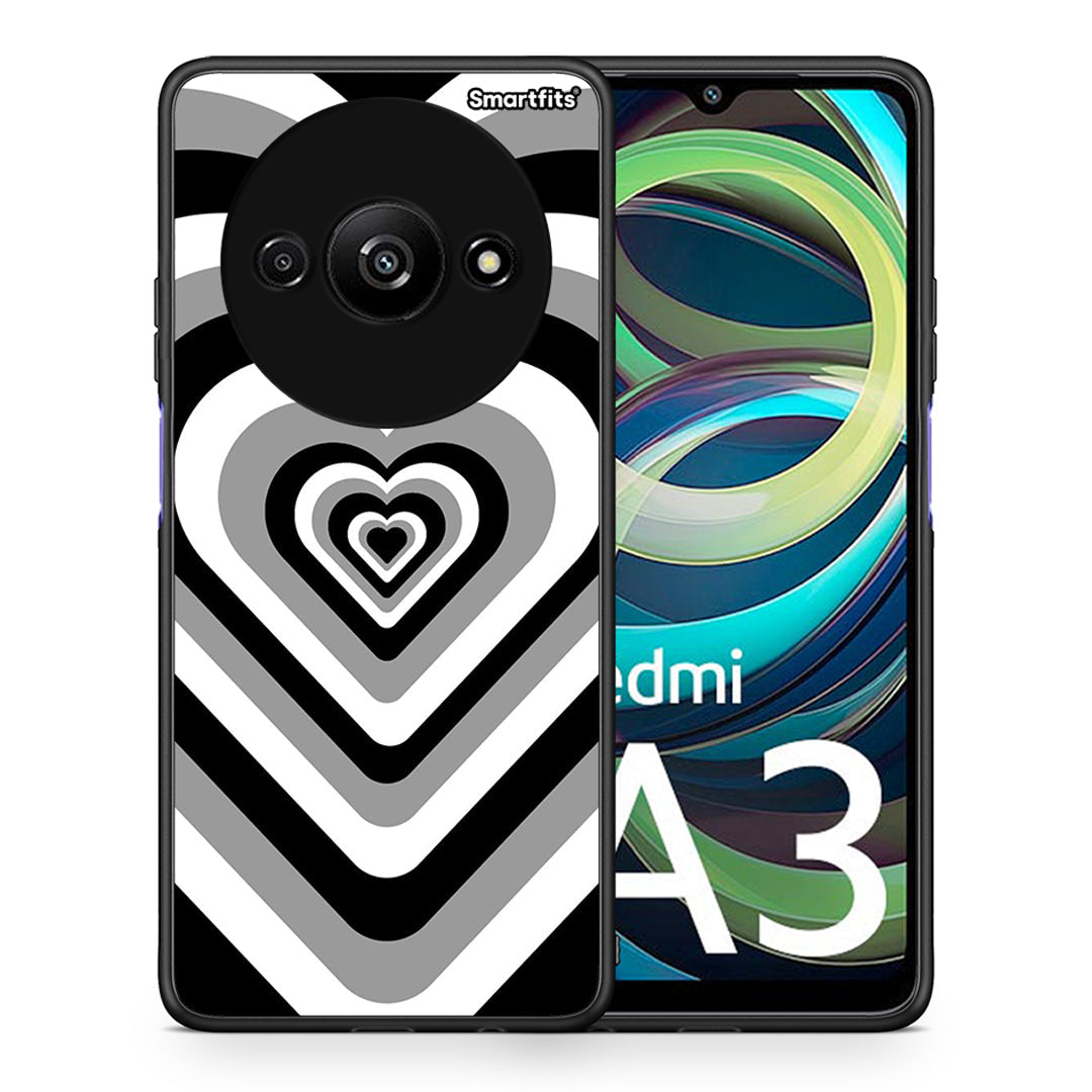 Θήκη Xiaomi Redmi A3 Black Hearts από τη Smartfits με σχέδιο στο πίσω μέρος και μαύρο περίβλημα | Xiaomi Redmi A3 Black Hearts case with colorful back and black bezels