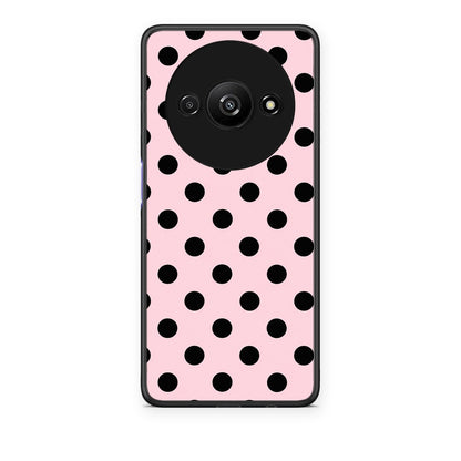 Θήκη Xiaomi Redmi A3 Black Polka Dots on Pink από τη Smartfits με σχέδιο στο πίσω μέρος και μαύρο περίβλημα | Xiaomi Redmi A3 Black Polka Dots on Pink case with colorful back and black bezels