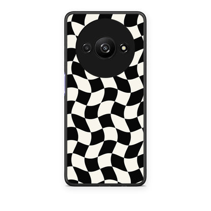 Θήκη Xiaomi Redmi A3 Black and Cream Wavy Checkerboard από τη Smartfits με σχέδιο στο πίσω μέρος και μαύρο περίβλημα | Xiaomi Redmi A3 Black and Cream Wavy Checkerboard case with colorful back and black bezels