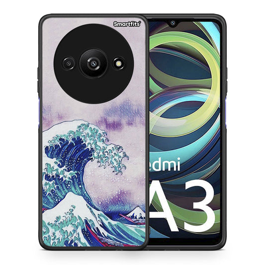 Θήκη Xiaomi Redmi A3 Blue Waves από τη Smartfits με σχέδιο στο πίσω μέρος και μαύρο περίβλημα | Xiaomi Redmi A3 Blue Waves case with colorful back and black bezels