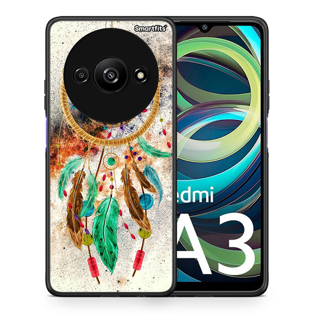 Θήκη Xiaomi Redmi A3 DreamCatcher Boho από τη Smartfits με σχέδιο στο πίσω μέρος και μαύρο περίβλημα | Xiaomi Redmi A3 DreamCatcher Boho case with colorful back and black bezels
