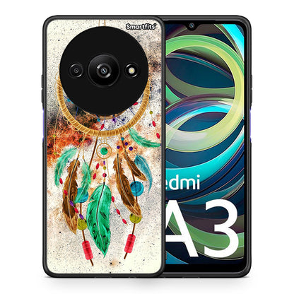 Θήκη Xiaomi Redmi A3 DreamCatcher Boho από τη Smartfits με σχέδιο στο πίσω μέρος και μαύρο περίβλημα | Xiaomi Redmi A3 DreamCatcher Boho case with colorful back and black bezels