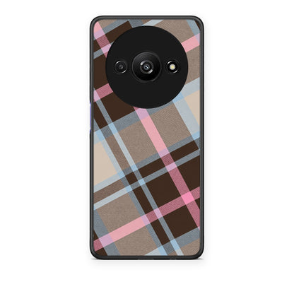 Θήκη Xiaomi Redmi A3 Brown Pink and Blue Diagonal Plaid από τη Smartfits με σχέδιο στο πίσω μέρος και μαύρο περίβλημα | Xiaomi Redmi A3 Brown Pink and Blue Diagonal Plaid case with colorful back and black bezels