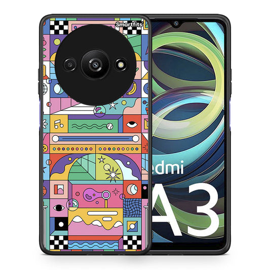 Θήκη Xiaomi Redmi A3 Bubbles Soap από τη Smartfits με σχέδιο στο πίσω μέρος και μαύρο περίβλημα | Xiaomi Redmi A3 Bubbles Soap case with colorful back and black bezels