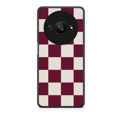 Θήκη Xiaomi Redmi A3 Burgundy and Cream Striped Checks από τη Smartfits με σχέδιο στο πίσω μέρος και μαύρο περίβλημα | Xiaomi Redmi A3 Burgundy and Cream Striped Checks case with colorful back and black bezels