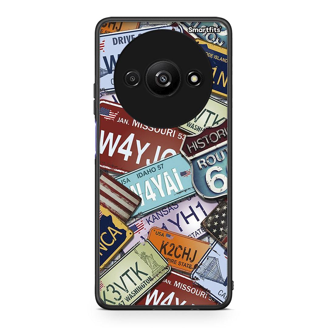 Xiaomi Redmi A3 Car Plates θήκη από τη Smartfits με σχέδιο στο πίσω μέρος και μαύρο περίβλημα | Smartphone case with colorful back and black bezels by Smartfits
