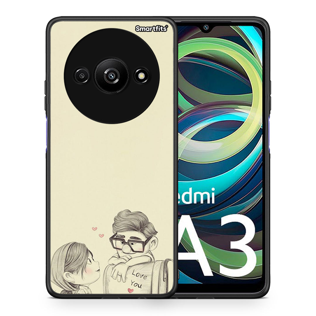Θήκη Xiaomi Redmi A3 Carl And Ellie από τη Smartfits με σχέδιο στο πίσω μέρος και μαύρο περίβλημα | Xiaomi Redmi A3 Carl And Ellie case with colorful back and black bezels