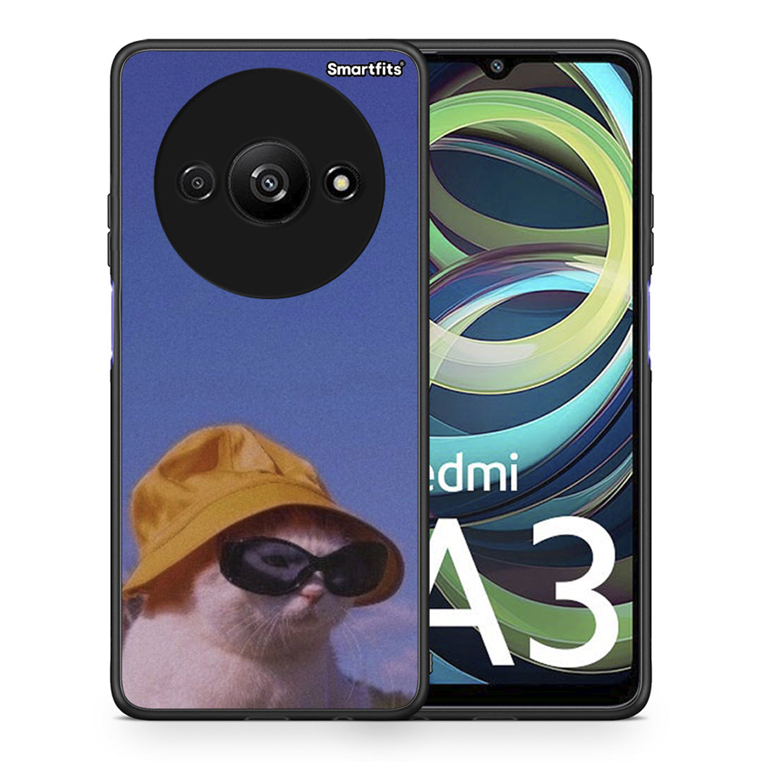 Θήκη Xiaomi Redmi A3 Cat Diva από τη Smartfits με σχέδιο στο πίσω μέρος και μαύρο περίβλημα | Xiaomi Redmi A3 Cat Diva case with colorful back and black bezels