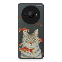 Thumbnail for Xiaomi Redmi A3 Cat Goldfish θήκη από τη Smartfits με σχέδιο στο πίσω μέρος και μαύρο περίβλημα | Smartphone case with colorful back and black bezels by Smartfits