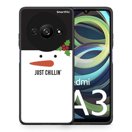 Θήκη Xiaomi Redmi A3 Christmas Chillin από τη Smartfits με σχέδιο στο πίσω μέρος και μαύρο περίβλημα | Xiaomi Redmi A3 Christmas Chillin case with colorful back and black bezels