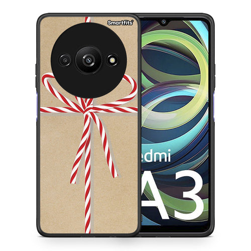 Θήκη Xiaomi Redmi A3 Christmas Gift από τη Smartfits με σχέδιο στο πίσω μέρος και μαύρο περίβλημα | Xiaomi Redmi A3 Christmas Gift case with colorful back and black bezels