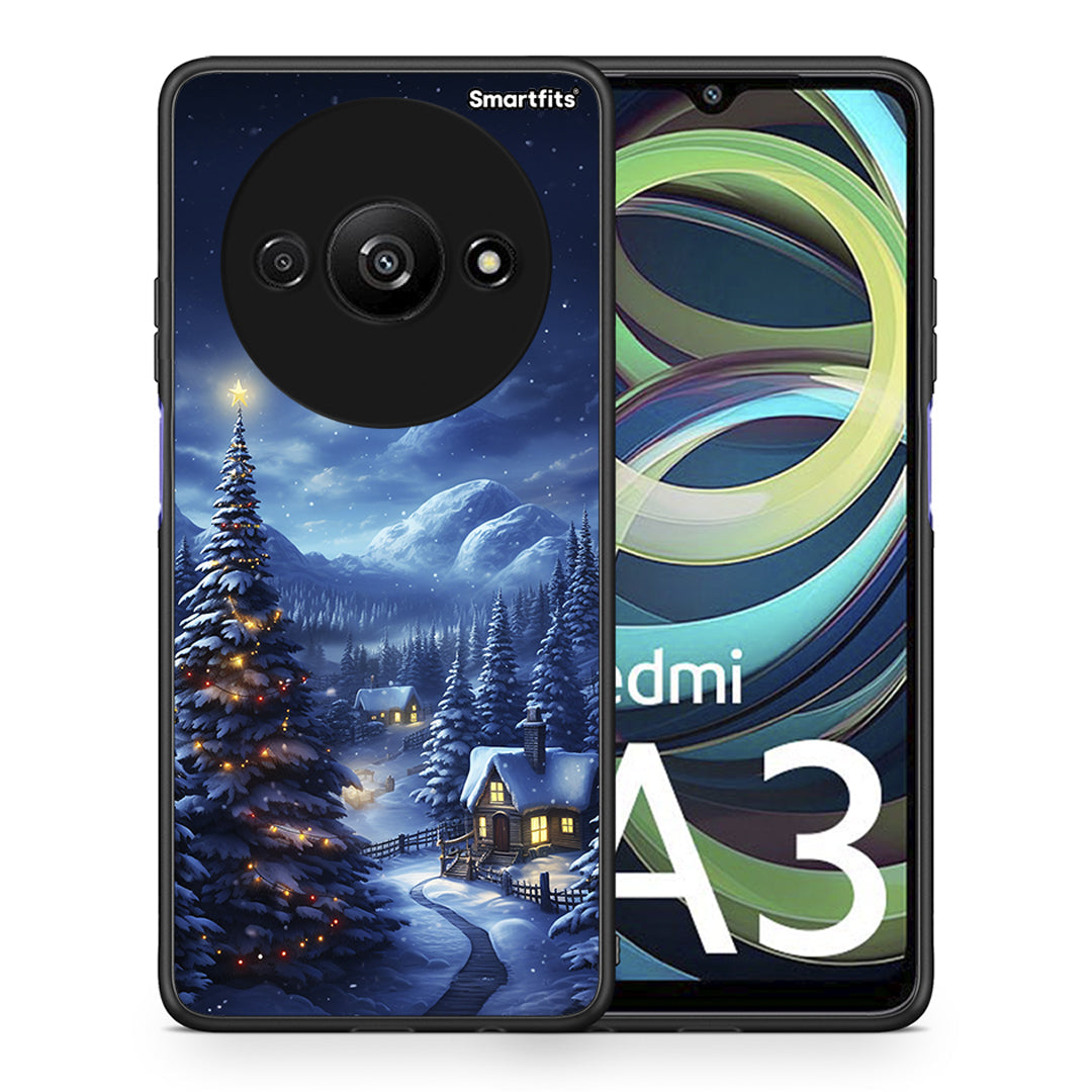 Θήκη Xiaomi Redmi A3 Christmas Scenery από τη Smartfits με σχέδιο στο πίσω μέρος και μαύρο περίβλημα | Xiaomi Redmi A3 Christmas Scenery case with colorful back and black bezels