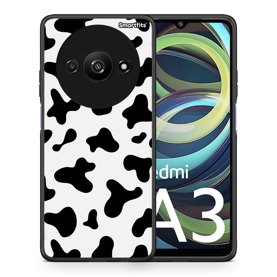 Θήκη Xiaomi Redmi A3 Cow Print από τη Smartfits με σχέδιο στο πίσω μέρος και μαύρο περίβλημα | Xiaomi Redmi A3 Cow Print case with colorful back and black bezels