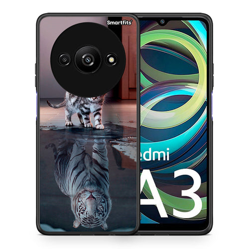 Θήκη Xiaomi Redmi A3 Tiger Cute από τη Smartfits με σχέδιο στο πίσω μέρος και μαύρο περίβλημα | Xiaomi Redmi A3 Tiger Cute case with colorful back and black bezels