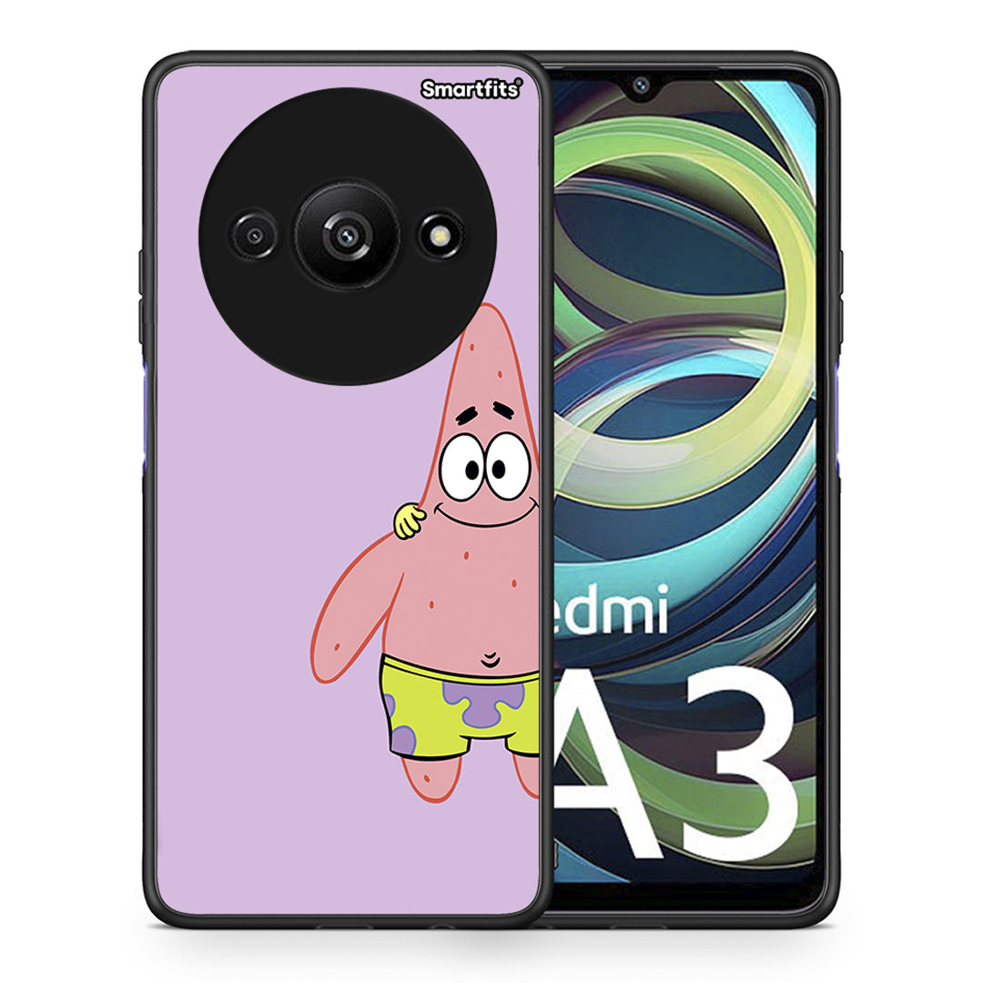 Θήκη Xiaomi Redmi A3 Friends Patrick από τη Smartfits με σχέδιο στο πίσω μέρος και μαύρο περίβλημα | Xiaomi Redmi A3 Friends Patrick case with colorful back and black bezels