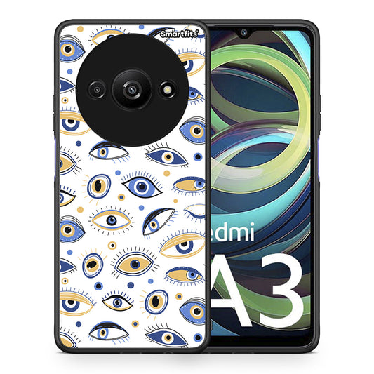Θήκη Xiaomi Redmi A3 Ftou Ftou από τη Smartfits με σχέδιο στο πίσω μέρος και μαύρο περίβλημα | Xiaomi Redmi A3 Ftou Ftou case with colorful back and black bezels