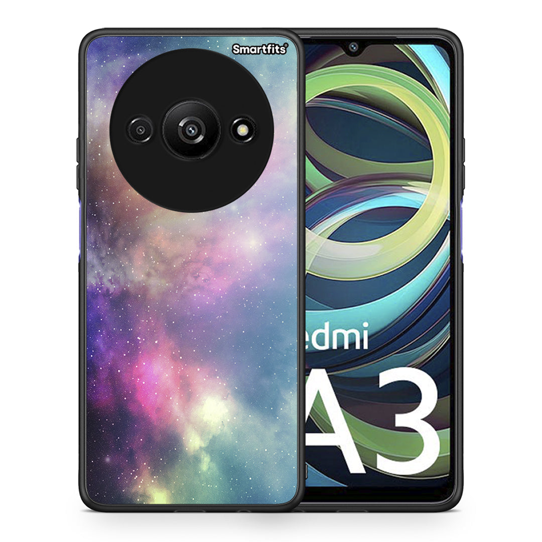 Θήκη Xiaomi Redmi A3 Rainbow Galaxy από τη Smartfits με σχέδιο στο πίσω μέρος και μαύρο περίβλημα | Xiaomi Redmi A3 Rainbow Galaxy case with colorful back and black bezels