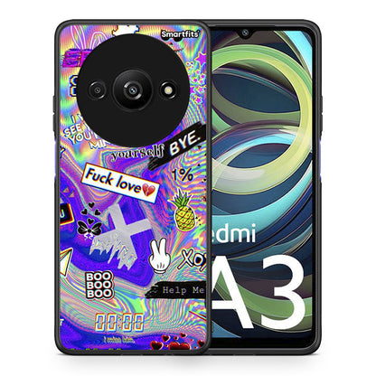 Θήκη Xiaomi Redmi A3 Game Over από τη Smartfits με σχέδιο στο πίσω μέρος και μαύρο περίβλημα | Xiaomi Redmi A3 Game Over case with colorful back and black bezels