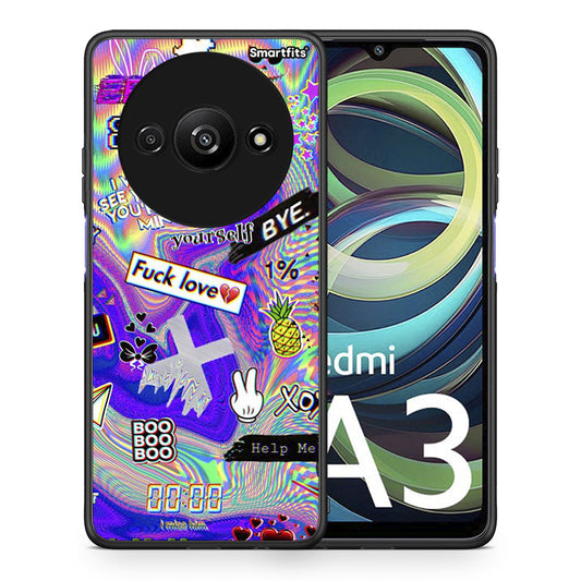 Θήκη Xiaomi Redmi A3 Game Over από τη Smartfits με σχέδιο στο πίσω μέρος και μαύρο περίβλημα | Xiaomi Redmi A3 Game Over case with colorful back and black bezels