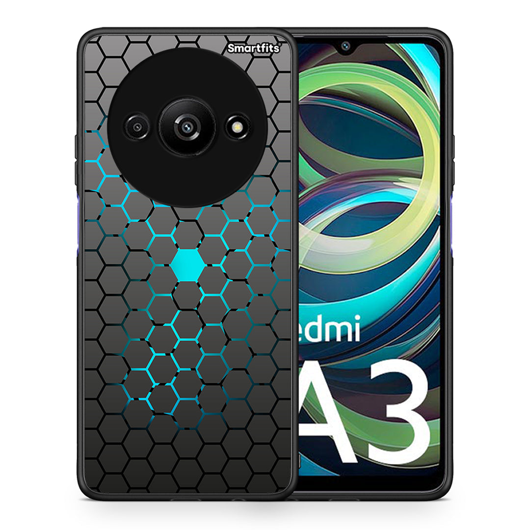 Θήκη Xiaomi Redmi A3 Hexagonal Geometric από τη Smartfits με σχέδιο στο πίσω μέρος και μαύρο περίβλημα | Xiaomi Redmi A3 Hexagonal Geometric case with colorful back and black bezels