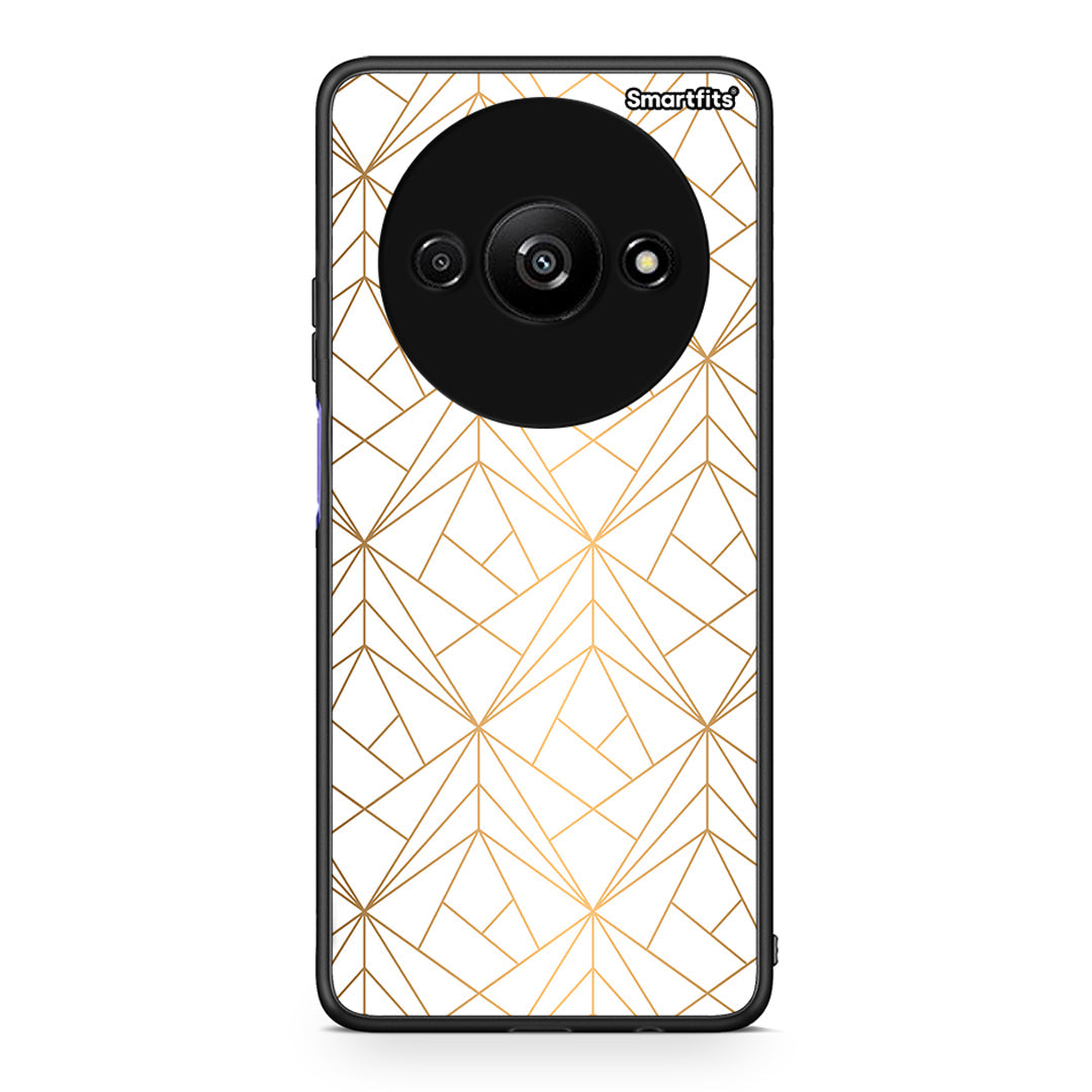 111 - Xiaomi Redmi A3 Luxury White Geometric case, cover, bumper