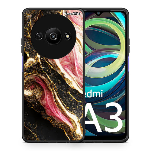 Θήκη Xiaomi Redmi A3 Glamorous Pink Marble από τη Smartfits με σχέδιο στο πίσω μέρος και μαύρο περίβλημα | Xiaomi Redmi A3 Glamorous Pink Marble case with colorful back and black bezels