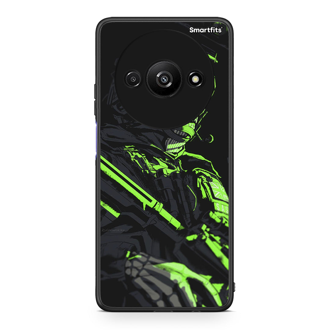 Xiaomi Redmi A3 Green Soldier Θήκη Αγίου Βαλεντίνου από τη Smartfits με σχέδιο στο πίσω μέρος και μαύρο περίβλημα | Smartphone case with colorful back and black bezels by Smartfits
