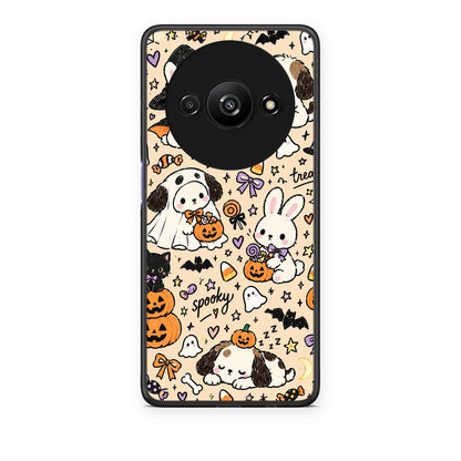 Θήκη Xiaomi Redmi A3 Halloween Puppies and Friends on Cream από τη Smartfits με σχέδιο στο πίσω μέρος και μαύρο περίβλημα | Xiaomi Redmi A3 Halloween Puppies and Friends on Cream case with colorful back and black bezels