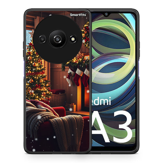Θήκη Xiaomi Redmi A3 Home For Christmas από τη Smartfits με σχέδιο στο πίσω μέρος και μαύρο περίβλημα | Xiaomi Redmi A3 Home For Christmas case with colorful back and black bezels