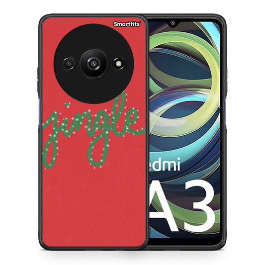 Θήκη Xiaomi Redmi A3 Jingle Xmas από τη Smartfits με σχέδιο στο πίσω μέρος και μαύρο περίβλημα | Xiaomi Redmi A3 Jingle Xmas case with colorful back and black bezels