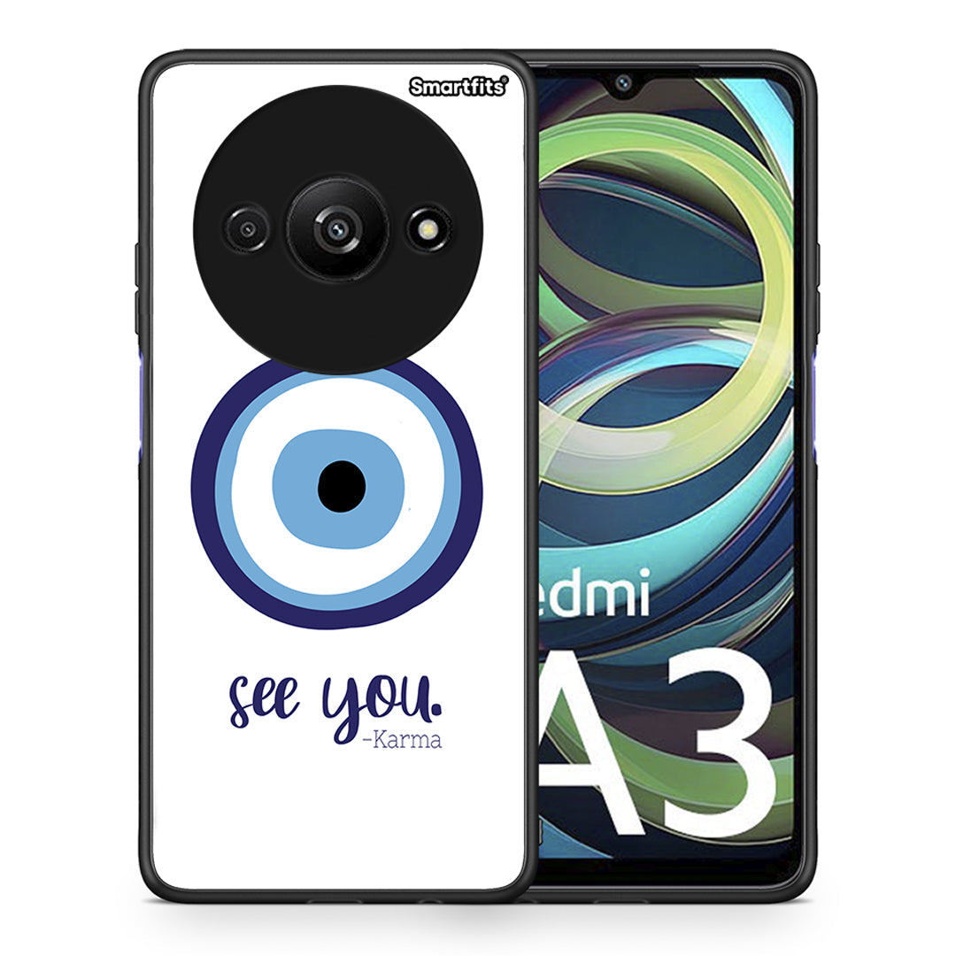 Θήκη Xiaomi Redmi A3 Karma Says από τη Smartfits με σχέδιο στο πίσω μέρος και μαύρο περίβλημα | Xiaomi Redmi A3 Karma Says case with colorful back and black bezels