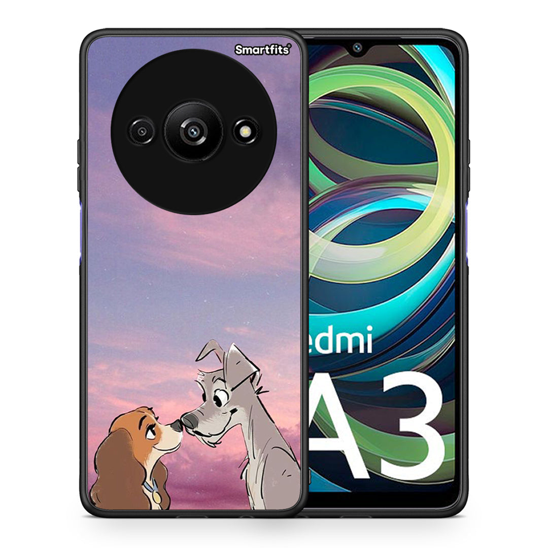 Θήκη Xiaomi Redmi A3 Lady And Tramp από τη Smartfits με σχέδιο στο πίσω μέρος και μαύρο περίβλημα | Xiaomi Redmi A3 Lady And Tramp case with colorful back and black bezels