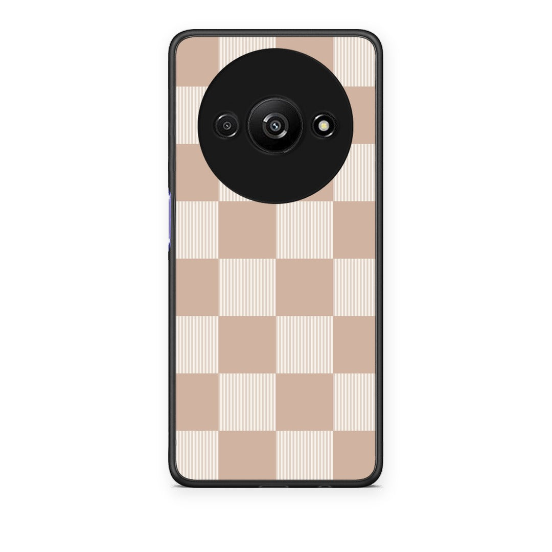 Θήκη Xiaomi Redmi A3 Latte and Cream Striped Checks από τη Smartfits με σχέδιο στο πίσω μέρος και μαύρο περίβλημα | Xiaomi Redmi A3 Latte and Cream Striped Checks case with colorful back and black bezels