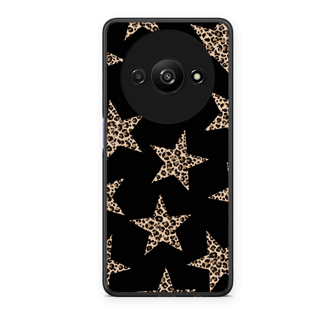 Θήκη Xiaomi Redmi A3 Leopard Stars on Black από τη Smartfits με σχέδιο στο πίσω μέρος και μαύρο περίβλημα | Xiaomi Redmi A3 Leopard Stars on Black case with colorful back and black bezels
