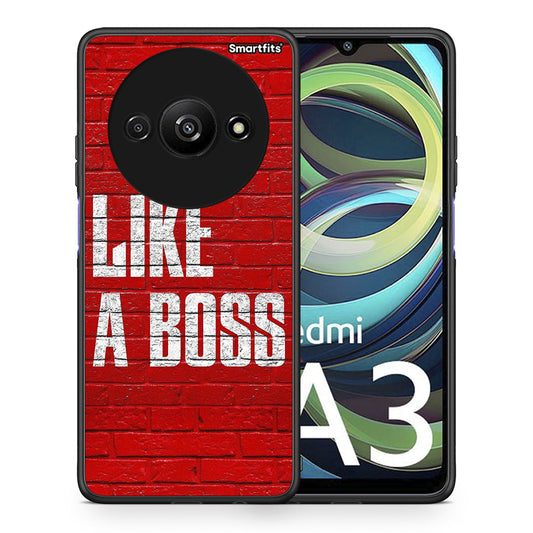 Θήκη Xiaomi Redmi A3 Like A Boss από τη Smartfits με σχέδιο στο πίσω μέρος και μαύρο περίβλημα | Xiaomi Redmi A3 Like A Boss case with colorful back and black bezels