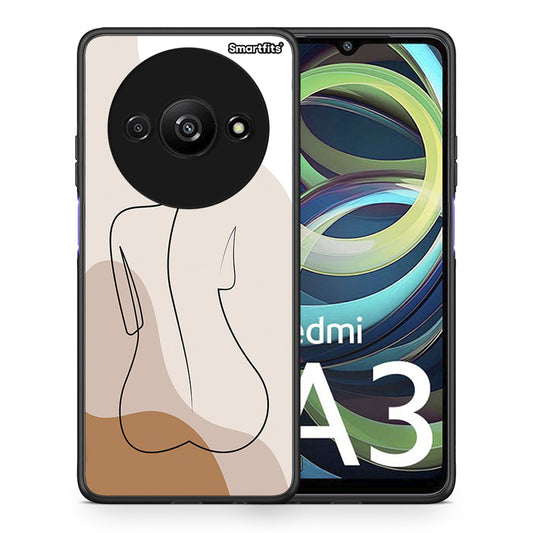 Θήκη Xiaomi Redmi A3 LineArt Woman από τη Smartfits με σχέδιο στο πίσω μέρος και μαύρο περίβλημα | Xiaomi Redmi A3 LineArt Woman case with colorful back and black bezels