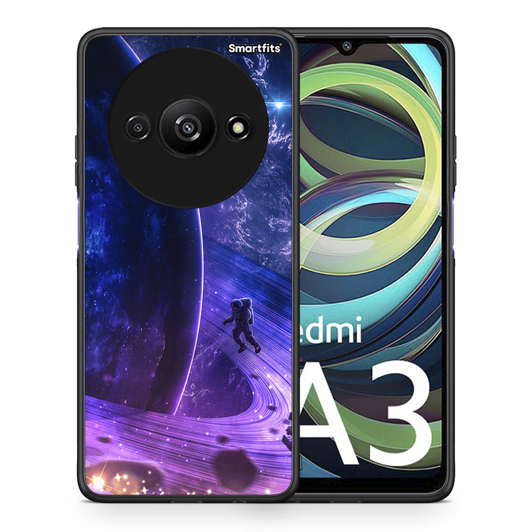 Θήκη Xiaomi Redmi A3 Lost Astronaut από τη Smartfits με σχέδιο στο πίσω μέρος και μαύρο περίβλημα | Xiaomi Redmi A3 Lost Astronaut case with colorful back and black bezels