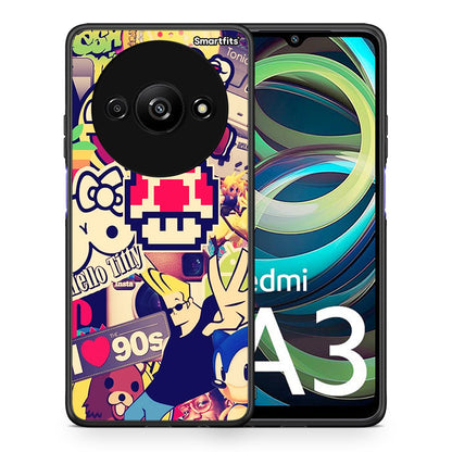 Θήκη Xiaomi Redmi A3 Love The 90s από τη Smartfits με σχέδιο στο πίσω μέρος και μαύρο περίβλημα | Xiaomi Redmi A3 Love The 90s case with colorful back and black bezels