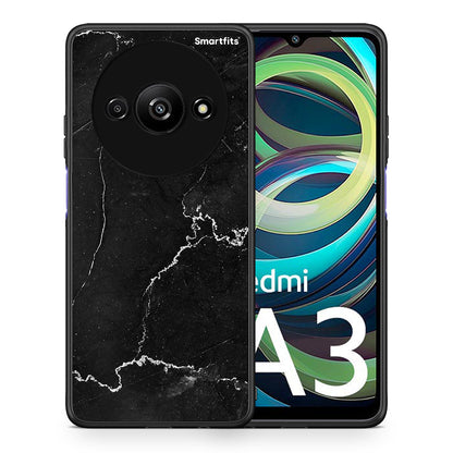 Θήκη Xiaomi Redmi A3 Marble Black από τη Smartfits με σχέδιο στο πίσω μέρος και μαύρο περίβλημα | Xiaomi Redmi A3 Marble Black case with colorful back and black bezels