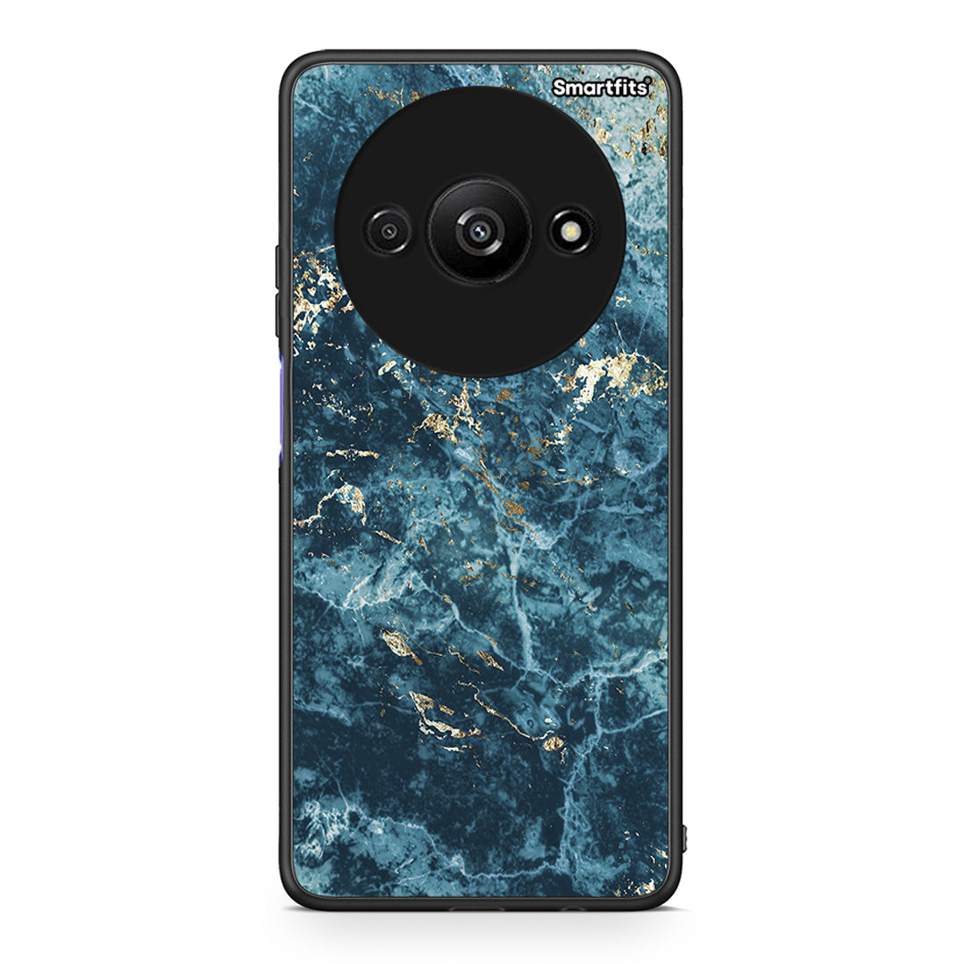 Xiaomi Redmi A3 Marble Blue θήκη από τη Smartfits με σχέδιο στο πίσω μέρος και μαύρο περίβλημα | Smartphone case with colorful back and black bezels by Smartfits