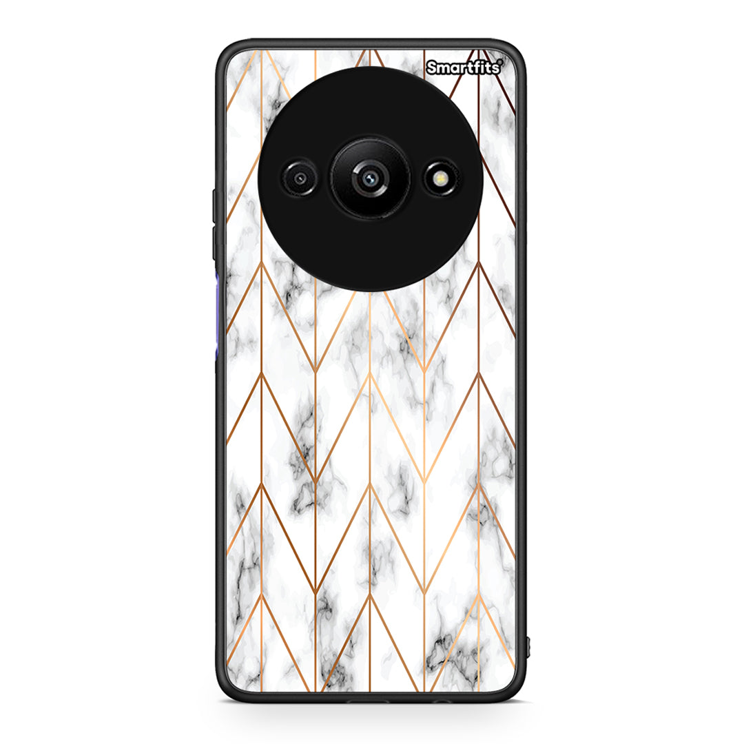 44 - Xiaomi Redmi A3 Gold Geometric Marble case, cover, bumper