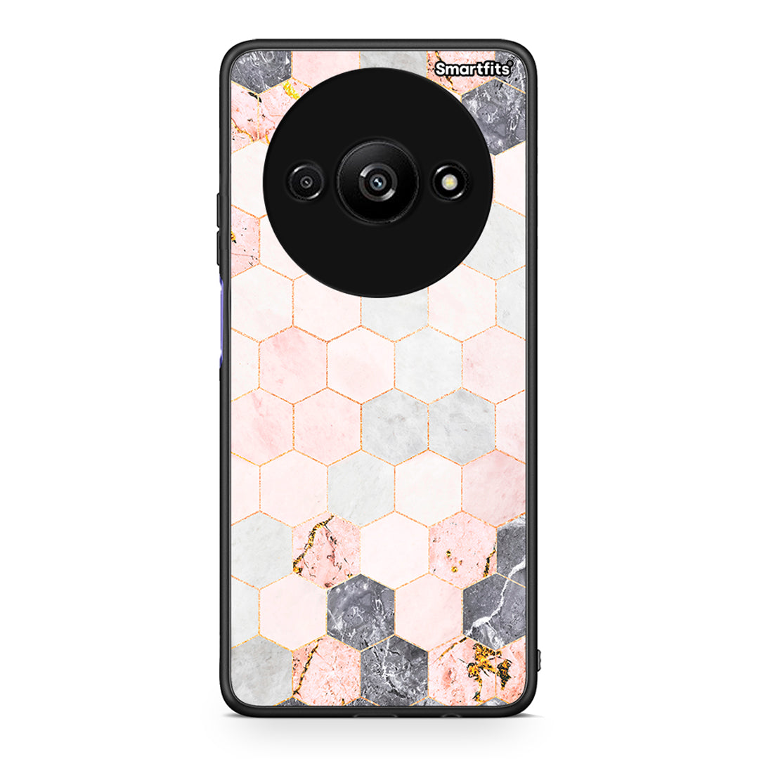 4 - Xiaomi Redmi A3 Hexagon Pink Marble case, cover, bumper