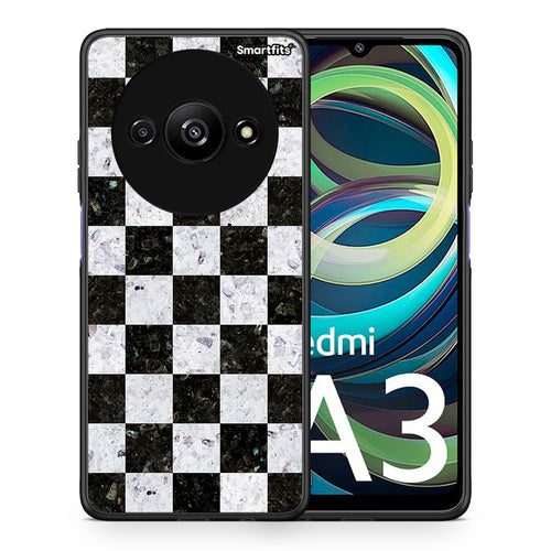 Θήκη Xiaomi Redmi A3 Square Geometric Marble από τη Smartfits με σχέδιο στο πίσω μέρος και μαύρο περίβλημα | Xiaomi Redmi A3 Square Geometric Marble case with colorful back and black bezels