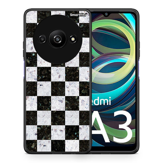 Θήκη Xiaomi Redmi A3 Square Geometric Marble από τη Smartfits με σχέδιο στο πίσω μέρος και μαύρο περίβλημα | Xiaomi Redmi A3 Square Geometric Marble case with colorful back and black bezels