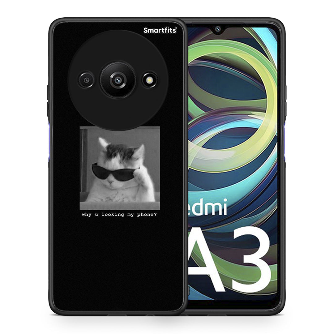 Θήκη Xiaomi Redmi A3 Meme Cat από τη Smartfits με σχέδιο στο πίσω μέρος και μαύρο περίβλημα | Xiaomi Redmi A3 Meme Cat case with colorful back and black bezels