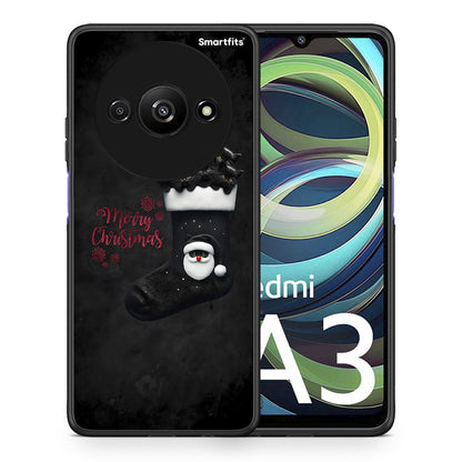 Θήκη Xiaomi Redmi A3 Merry Cat Christmas από τη Smartfits με σχέδιο στο πίσω μέρος και μαύρο περίβλημα | Xiaomi Redmi A3 Merry Cat Christmas case with colorful back and black bezels