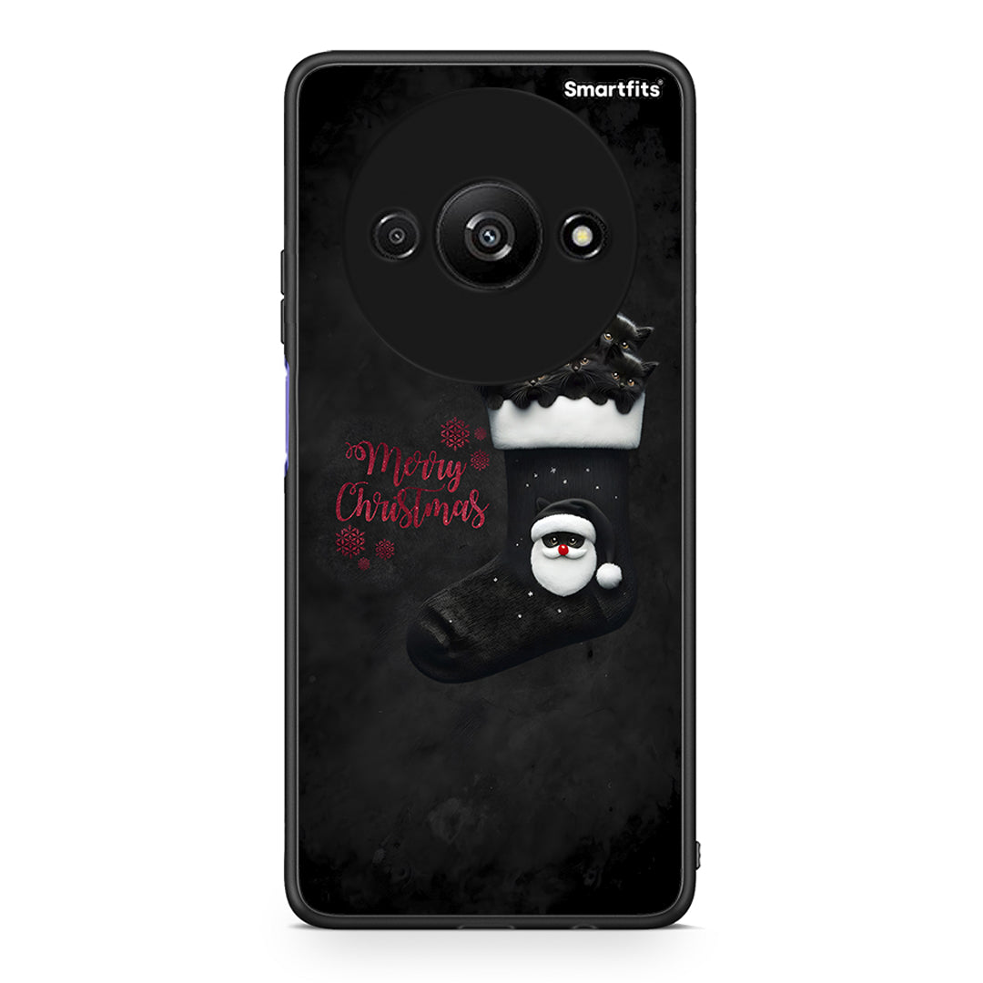Xiaomi Redmi A3 Merry Cat Christmas θήκη από τη Smartfits με σχέδιο στο πίσω μέρος και μαύρο περίβλημα | Smartphone case with colorful back and black bezels by Smartfits